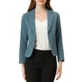 thumbnail image 1 of INSPIRE CHIC Women's Blazer Open Front Wear-to-Work Summer Crop Suit Jacket S Blue Grey-Solid, 1 of 6
