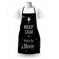 thumbnail image 3 of Keep Calm Apron, Watch the Movie Words for Film Buffs Grungy Weathered Backdrop with Old Camera, Unisex Kitchen Bib with Adjustable Neck for Cooking Gardening, Adult Size, Black White, by Ambesonne, 3 of 4
