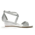 thumbnail image 2 of Dream Pairs Women Ankle Strap Low Wedge Sandals Casual Dress Shoes Fashion Open Toe Sandals Jones Silver Size 11, 2 of 2