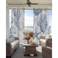 thumbnail image 4 of Blue Coastal Nautical Blackout Curtains, Light Blocking Print Window Curtains, Summer Beach Starfish Coral Thermal Insulated Window Drapes for Living Room Kitchen Cafe 2 Panels, 104"W x 84"L, 4 of 9
