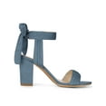 thumbnail image 3 of BLISSFUL STEP Women's Sandals Ankle Tie Back Open Toe Block Heels Haze Blue 6.5, 3 of 7