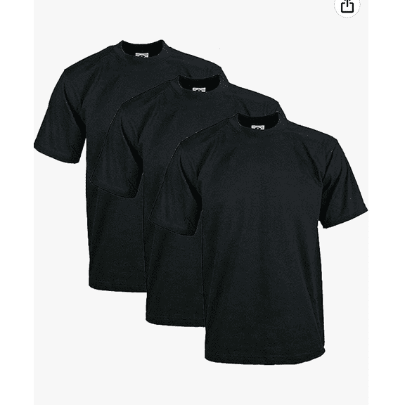 Pro Club Men's 3-Pack Heavyweight Cotton Short Sleeve Crew Neck T-Shirt (Size 3XL Black )