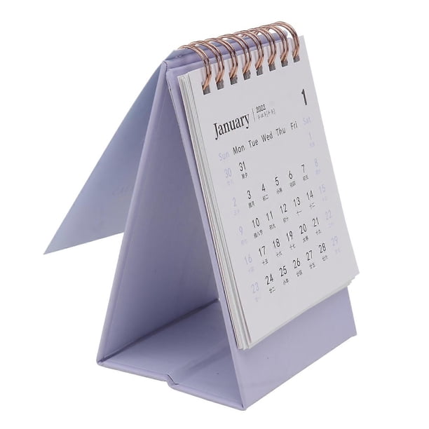 Desktop Calendar 2021 May To 2022 Foldable Coil Home Office Desk Decoration 3.94x2.95x2.36inch Purple 1Pcs