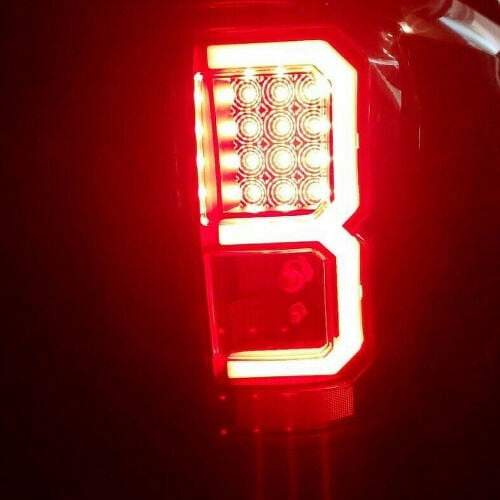 ECOTRIC Pair Tail Lights Taillights Brake Lamps Compatible with 2007-2013 Toyota Tundra Pickup Truck LED Tube Style Clear Lens Black Housing Passenger and Driver Side