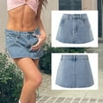 thumbnail image 3 of EMMIOL Women's Denim Mini Skirt Low Waist Jean Skirts for Women,Vintage Y2K Style Summer Denim Skirts, 3 of 7