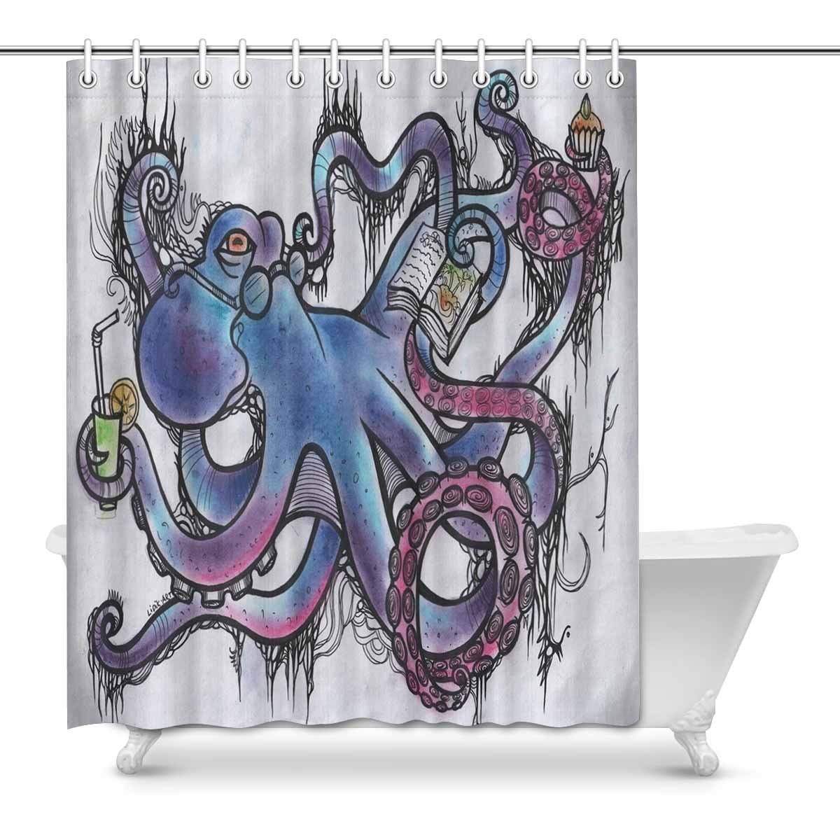 Pop Fantasy Octopus Reads A Book Shower Curtain Bathroom Decor Set 60x72 Inch Walmart Canada
