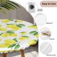 thumbnail image 3 of Yellow Lemon Round Tablecloth for 55-60 Inch Tables, Fitted Table Cover with Elastic Edge, Summer Watercolor Fruits Leaf Waterproof Outdoor Table Cloth Protector for Patio Garden Dinner Picnic, 3 of 9