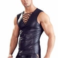 thumbnail image 2 of Men Sexy Leather Tank Top, Shiny Soft Matte Leather, Adjustable, Male Black Leather Vest, 2 of 7