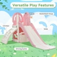 thumbnail image 4 of 4 In 1 Toddler Play Side Climber and Slide Set, HDPE Kids Toddler Playground with Freestanding Slide Climbing Ramp Basketball Hoop Hidden Space, Pink, 4 of 9