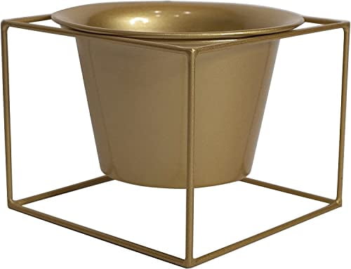 Metal Square 6" Home Garden Flower Plant Holder Removable Pot Stand, Gold 2 Pack
