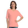 thumbnail image 4 of Women's Short Sleeve V Neck Casual Basic Solid Color Pullover Lightweight Soft Knit T-Shirt Tops, 4 of 5