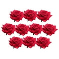thumbnail image 2 of 10 rosas artificiales de terciopelo de colores para decoración de bodas y fiestas de Navidad. rojo, 2 of 9