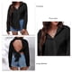 thumbnail image 5 of Loose Fit Blouse Long Sleeves Backless Pure Color V Neck Fashionable Women Casual Shirt Black XL, 5 of 6