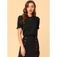 thumbnail image 2 of INSPIRE CHIC Women's Round Neck Lace Keyhole Back Puff Short Sleeve Tops, 2 of 6