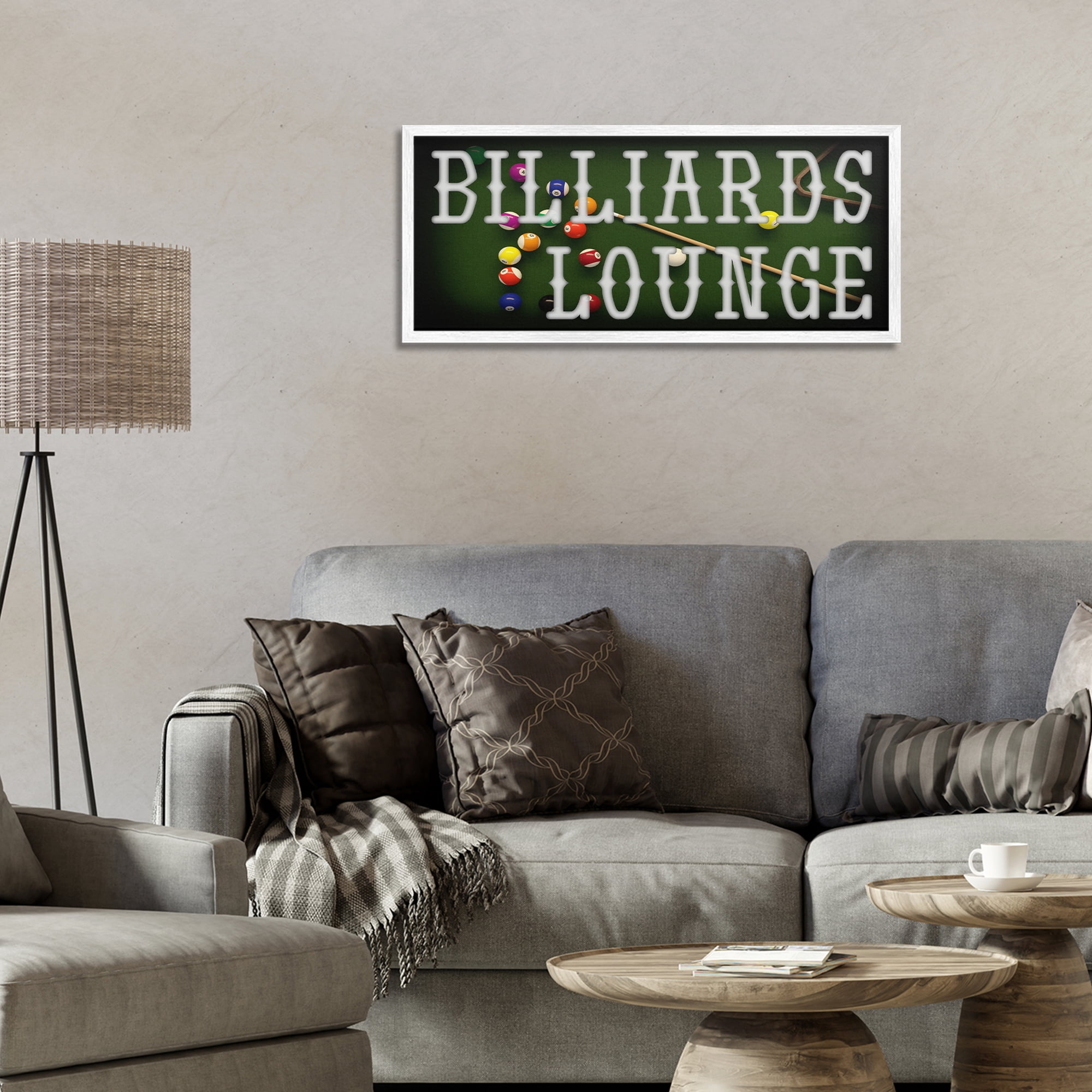 Stupell Industries Billiards Lounge Recreation White Framed Giclee Art, design by Marcus Prime
