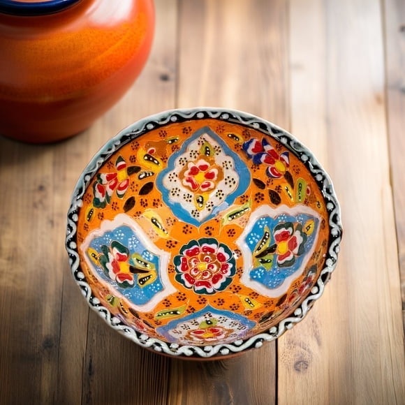 Bols en Céramique Turcs Faits à la Main - Bols Ronds Décoratifs Mini de 10 cm pour Épices, Collations, Savon, Condiments - Ensemble pour la Cuisine Ou la Déco de la Maison