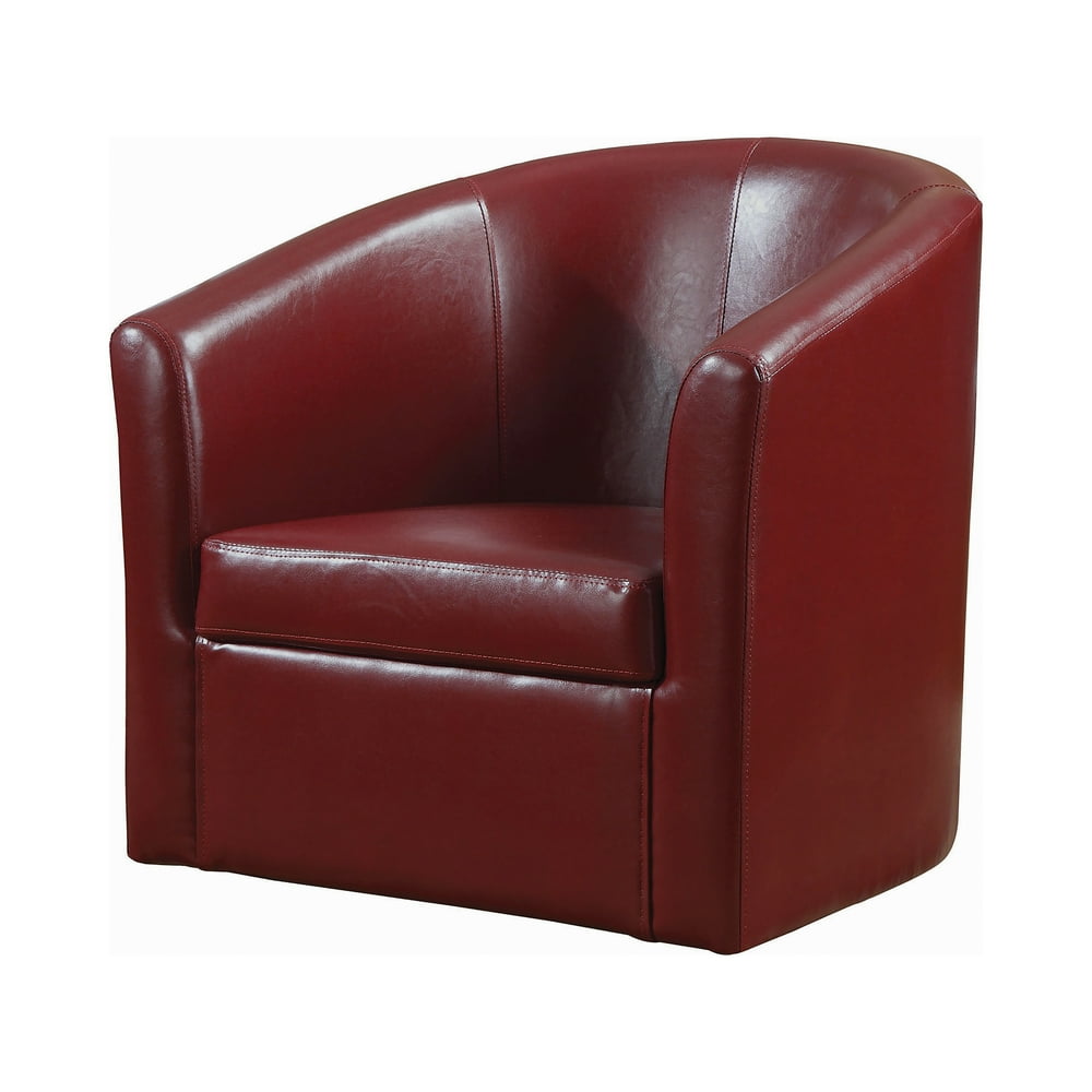 Upholstery Sloped Arm Accent Swivel Chair Red
