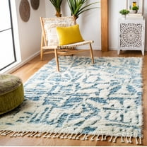 SAFAVIEH Manhattan Eamon Abstract Distressed Area Rug, Ivory/Blue, 5' x 8'