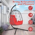 thumbnail image 5 of Wicker Egg Chair, Oversized Indoor Outdoor Boho Lounger Chair Stationary Egg Basket Chair, All-Weather 350lb Capacity Patio Chair, Dark Gray, 5 of 8