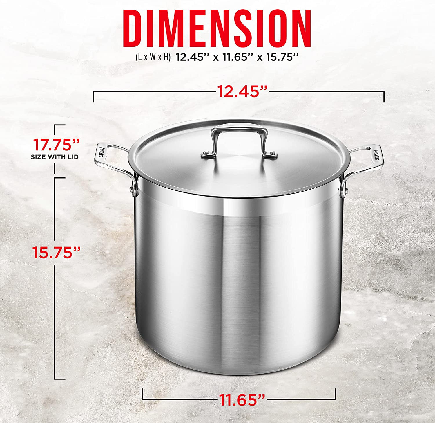 Member's Mark Huge 24 qt. Covered Stock Pot with Lid, Heavy-Duty Solid  Rivets