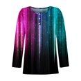 thumbnail image 4 of YDKZYMD Women's Black V Neck Clothes Cute Printed T Shirts Plus Size 3/4 Sleeve Blouses Graphic Casual Sexy Tops for Women Purple 2XL, 4 of 5