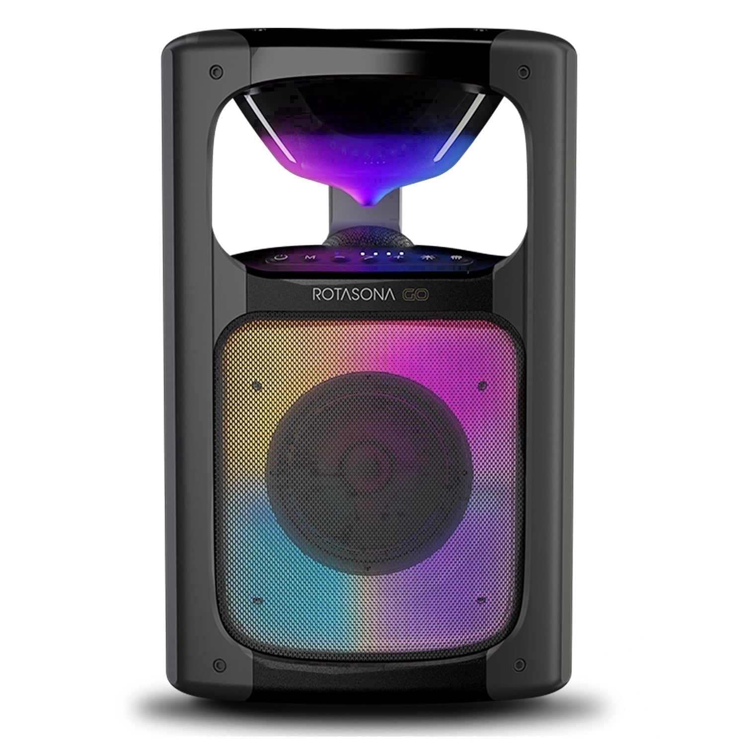 Rotasona Portable Party Speaker 360°Surround Sound Bluetooth Speaker with Deep Bass 35W Wireless Karaoke Speaker with Mic/Guitar Input RGB Light Effects TWS Pairing for Outdoor/ Home