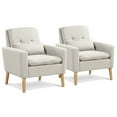 thumbnail image 1 of Gymax 2PCS Mid-century Accent Chair Linen Fabric Reading Armchair w/ Lumbar Pillow Beige, 1 of 8