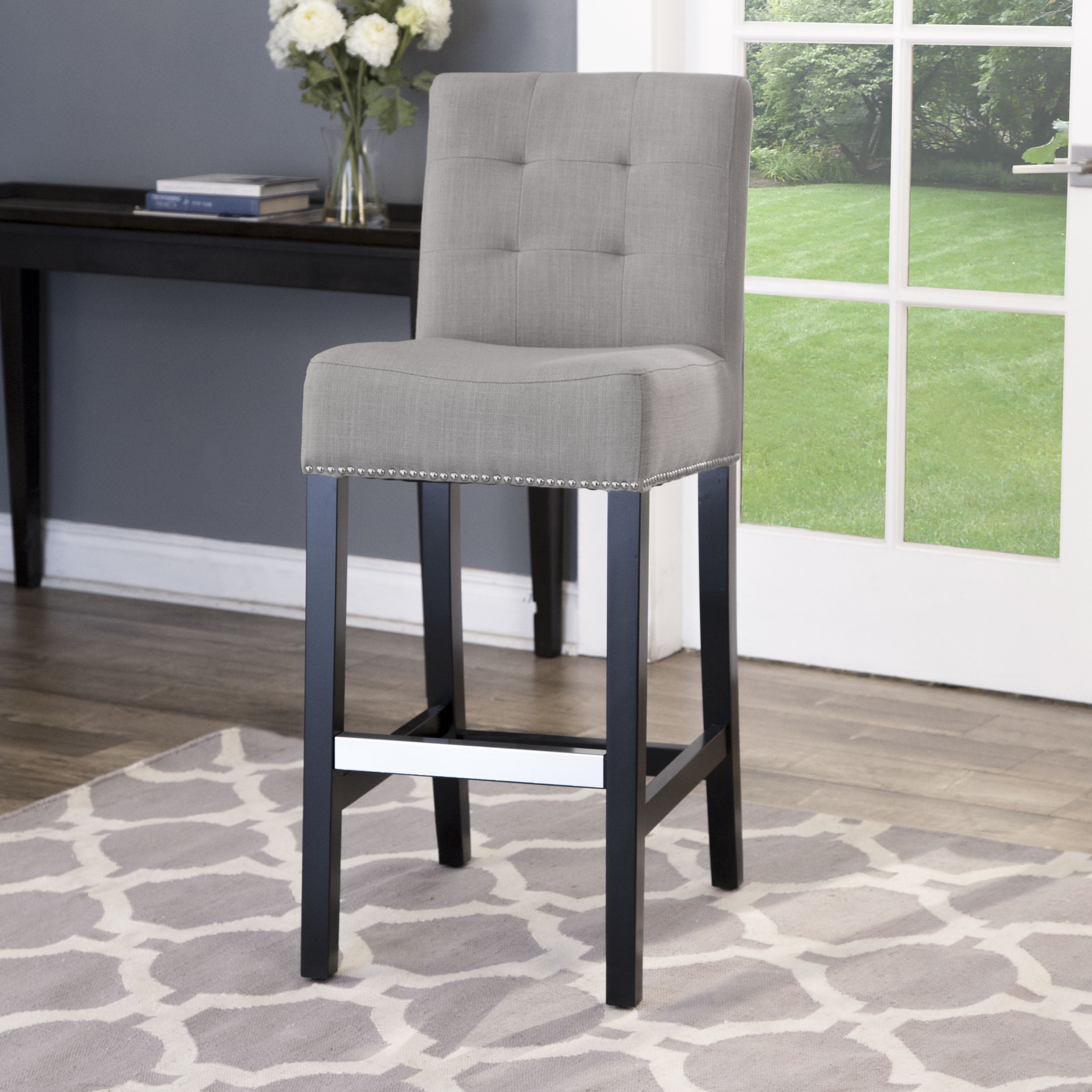 Devon & Claire Empire Linen Bar Stool, Gray - Walmart.com