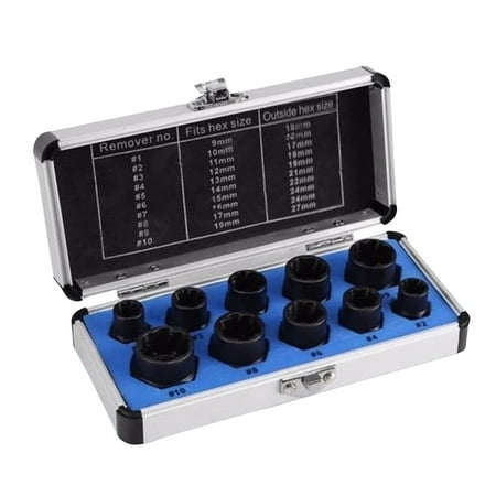 

On Sale Jiikun 1X Broken Nut and Bolt Extractor (Set of 10) Drill Bits & Accessories The Perfect Tool Kit for Removing Stripped Rounded and Rusted and Broken Nut Extractor Socket Head Hex Removal Tool