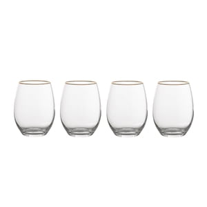 Thyme & Table Stemless Wine Glasses Gold Rim Set of 4