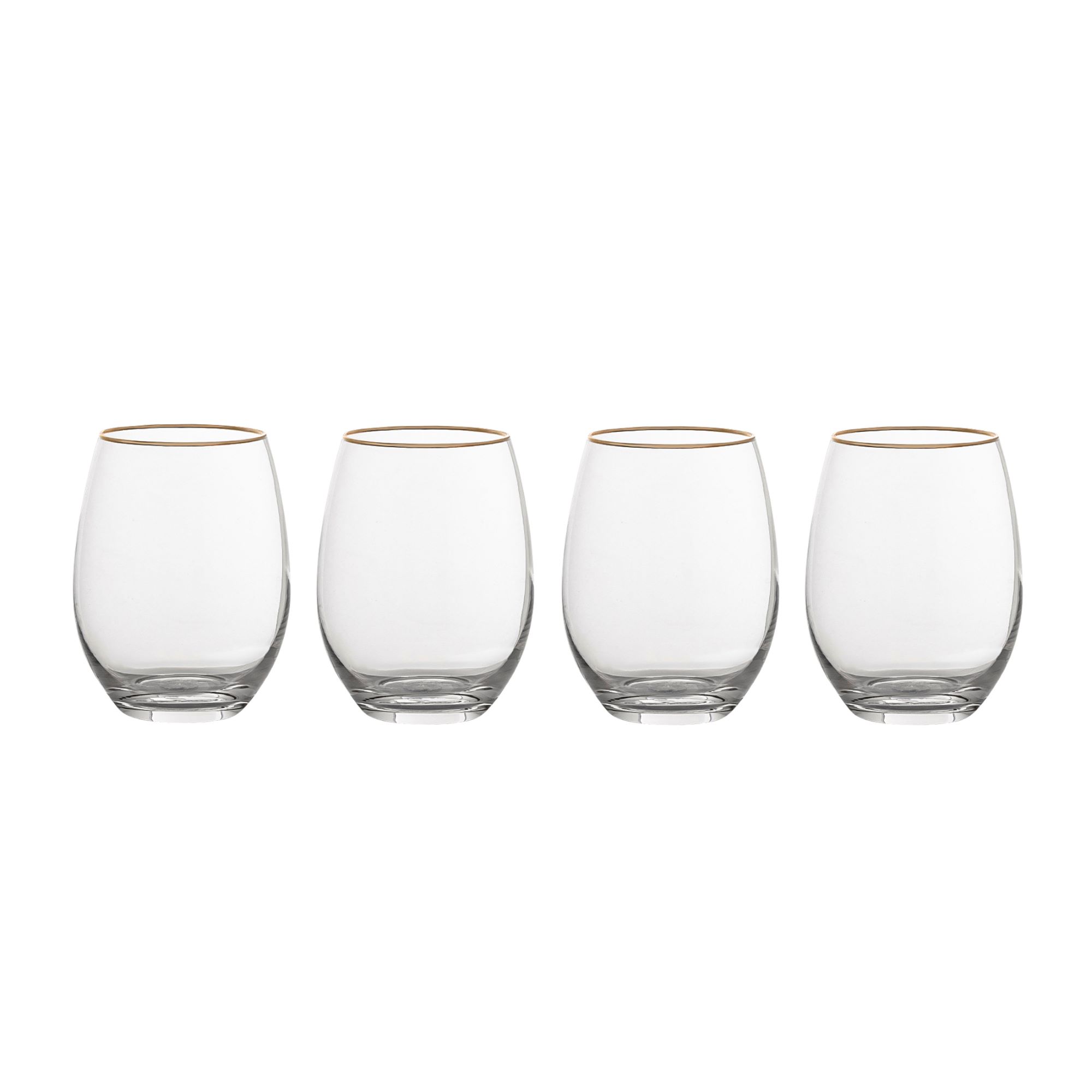 Thyme & Table Stemless Wine Glasses Gold Rim Set of 4 photo 1