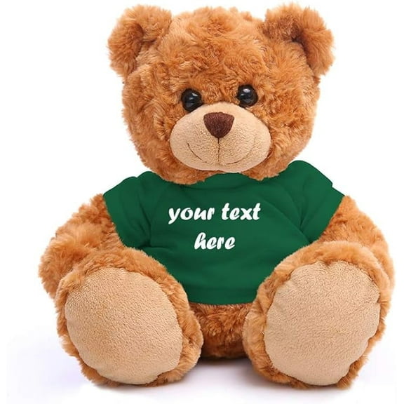 Made By Aliens Teddy Bear 11 Inch, Stuffed Animal Personalized Gift - Great Present for Mothers Day, Valentine, Graduation, Birthday,Anniversary, get Well,Christmas (Mocha Bear, Forest Green)