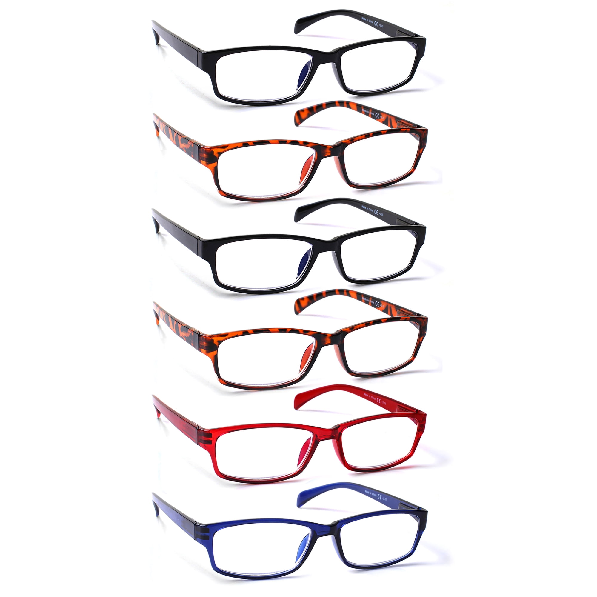 SUNVOES 6 Pack BLue Light Blocking Reading Glasses with Spring Hinge for Women and Men