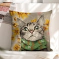 thumbnail image 6 of cat scarf flowers Linen toss pillowcase decoration pillowcase gifting preferred 18x18 inch cushion cover 2 sets sofa pillowcase sofa bedroom living room car, 6 of 8