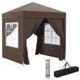 thumbnail image 1 of Outsunny 6.6'x6.6' Pop Up Canopy Tent with Sidewalls, Brown, 1 of 10