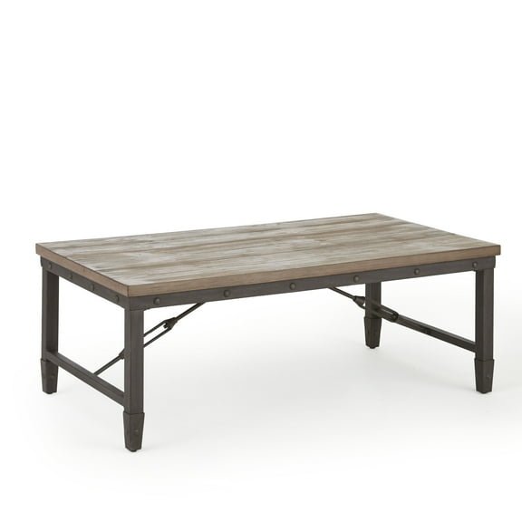 Steve Silver Jersey Rustic Industrial 48" Wood Coffee Table, Tobacco Brown