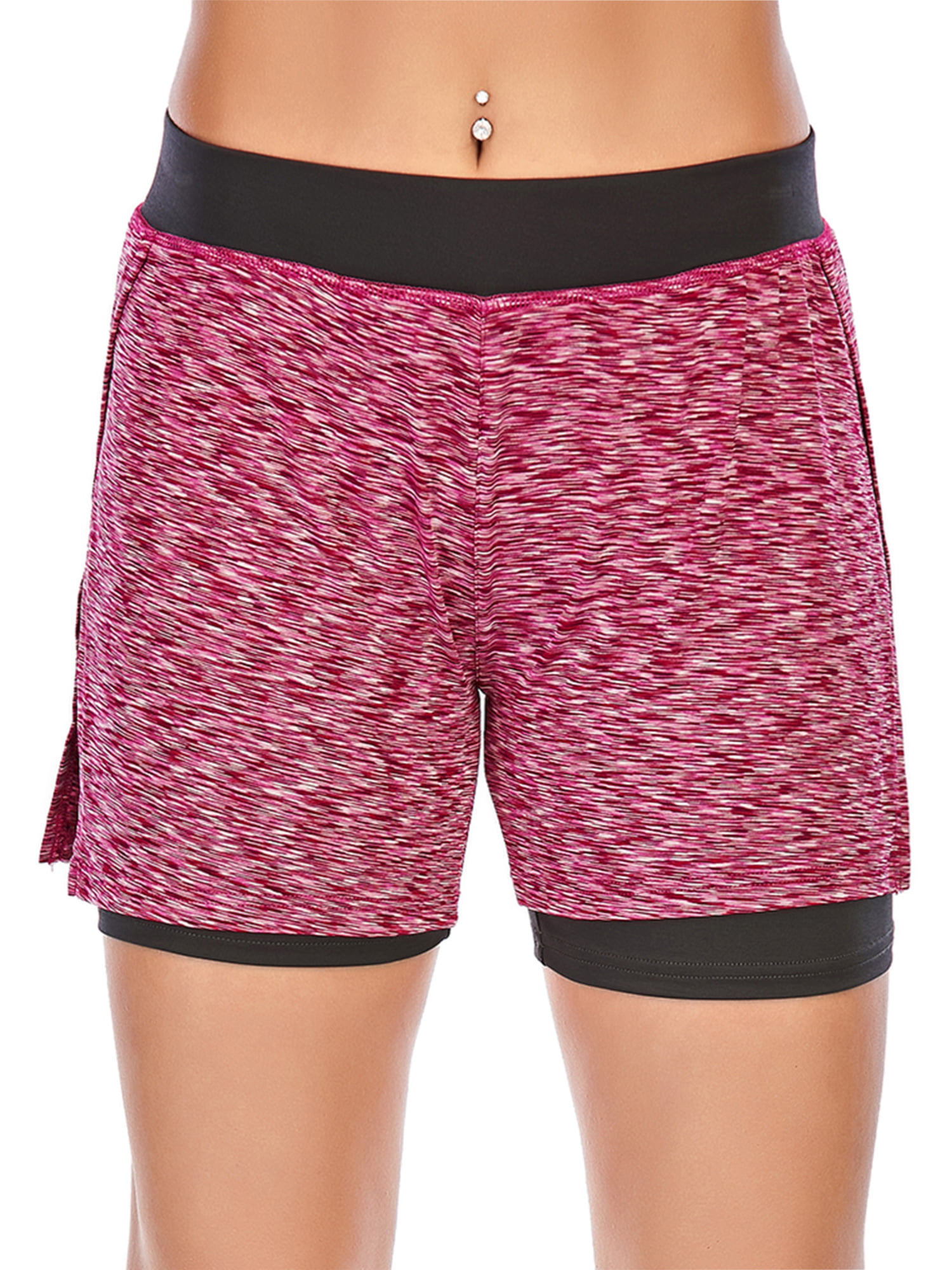 Women Double Layer Sport Shorts 2 in 1 Workout Running Shorts Active Yoga  Gym Sport Shorts with Pocket - Walmart.com