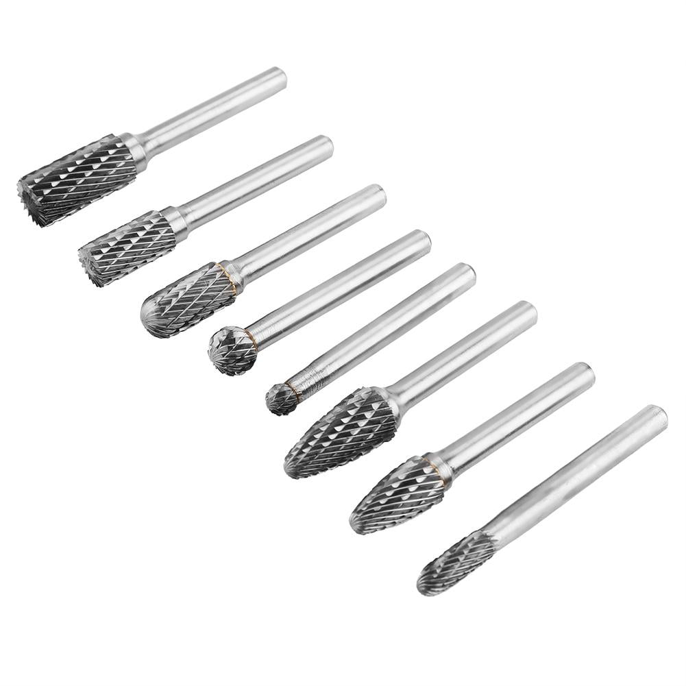 8Pcs Grinding Head Set Double Cut Tungsten Steel Solid Carbide Rotary Burrs Set 