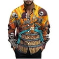 thumbnail image 2 of Zylanna Men's Button up Shirts, Turndown Collar Breathable Halloween Print Long Sleeve Casual Shirts for Men Yellow, 2 of 5