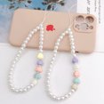 thumbnail image 3 of Cordón para teléfono móvil con forma de corazón y perla para niña, hecho a mano, cadena para teléfono móvil con cuentas de amor, colgante corto en forma de U para mujer, 3 of 5