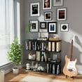 thumbnail image 6 of Vinyl Record Storage, Metal & Wooden Vinyl Record Holder Up to 80 Album, 3-Compartment Record Player Stand for Magazine, Books Black, 6 of 6