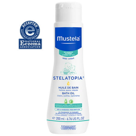 Mustela Stelatopia Baby Bath Oil, for Eczema Prone Skin, with Natural Avocado Perseose, 6.7 (Best Cure For Baby Eczema)