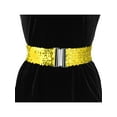 thumbnail image 4 of INSPIRE CHIC Ladies Stretchy Wide Waist Belts Interlock Buckles Shinny Sequins Decor Belts for Dresses Gold, 4 of 6