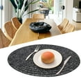 thumbnail image 6 of 15 in Round Woven Vinyl Placemats Set of 4, Modern Non-Slip Insulation Placemat Washable Table Mats for Dining Table, Braided Cotton Place Mats for Kitchen Dining Table Holiday Party – Black, 6 of 7