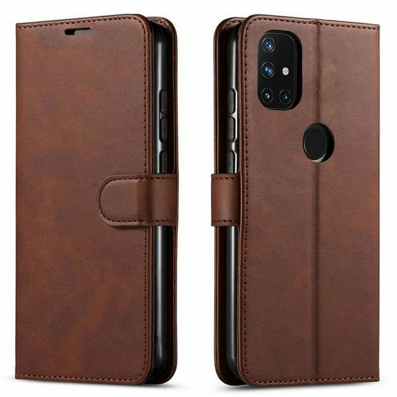 OnePlus Nord N10 5G Case, [Not Fit Nord N100 / Nord 5G], Included [Tempered Glass Screen Protector], Starshop Premium Leather Wallet Pocket Credit Card Slots-Brown