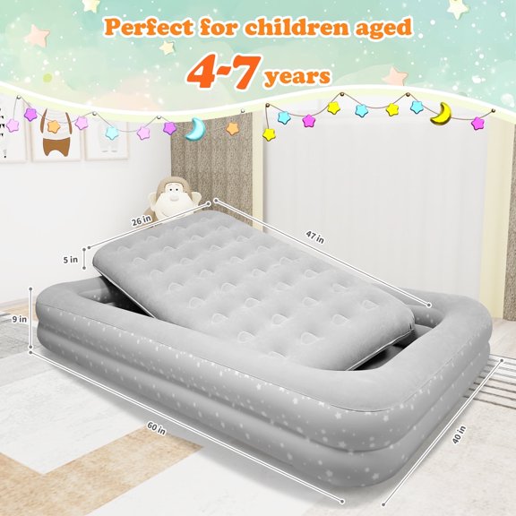 KITBONIS Air Bed for Kids Inflatable Travel Bed Toddler Blow Up Bed for Indoor Outdoor Air Mattress Set for Child Double-sided Mattress