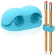 thumbnail image 2 of Adhesive Silicone Pen Holder for Desk, 2 Slots Pencil Holder, 1.5×0.9 Inch Marker Clip, Sticky Pen Holder for Clipboard Office, Rugged Grip Pencil Holder, Study Essentials, 1Pc,Blue, 2 of 8