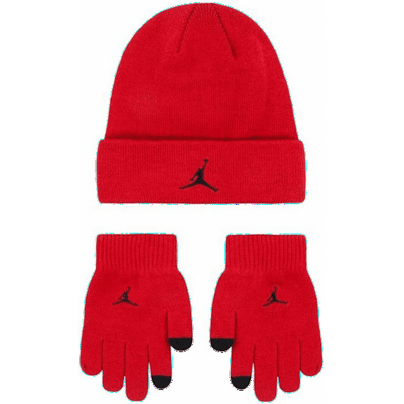 Jordan Big Boys Cuffed Beanie and Gloves Set One Size 8/20