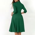 thumbnail image 6 of Women's V Neck Three Quarter Sleeve Church Work Dress with Pockets, Modest Office Dress, Professional Wear, Comfortable Fabric, Knee Length,Green 2XL, 6 of 8