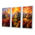 thumbnail image 3 of Designart "Beautiful Sunset over Old Castle in Italian Vineyard I" Castles Framed Wall Art Set Of 3 - Red Traditional Frame Gallery Set For Office Decor, 3 of 6